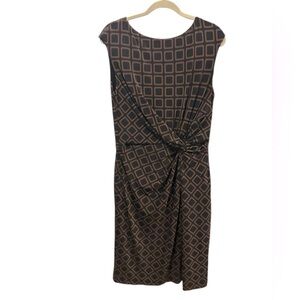 Lauren Ralph Lauren haddon hall black /brown midi dress size 16